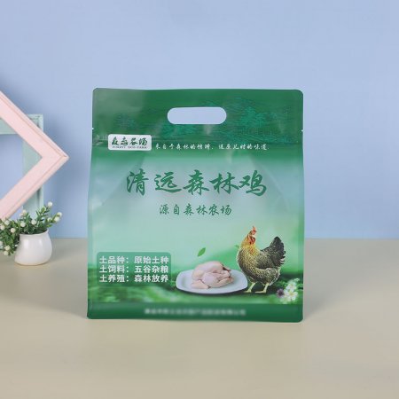 清遠(yuǎn)森林雞土飼料包裝袋定制 塑料磨砂八邊封袋自立袋