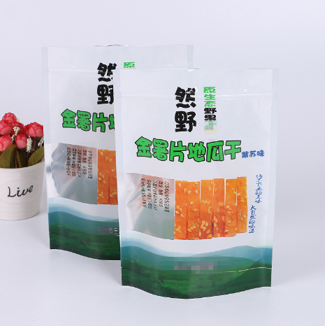 地瓜干休閑零食袋 自立自封休閑食品袋 塑料包裝袋開(kāi)窗鏤空拉鏈袋