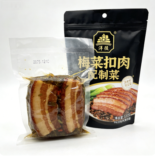<b>預制菜耐梅菜扣肉蒸煮高阻隔自立袋 121℃可定制 食品級PA/PE復合袋</b>