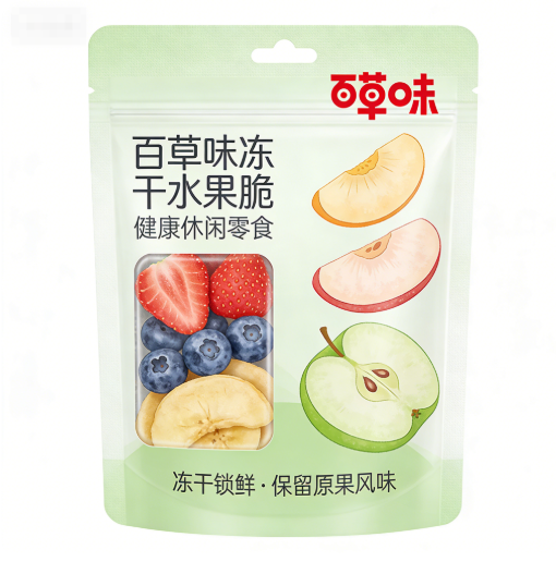 百草味凍干水果脆包裝袋 食品級高透 健康休閑零食定制包裝